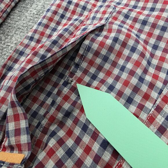 Hugo Boss Shirt Men Large Check Boss Orange Roll Tab Sleeve Casual Cotton Preppy - Picture 11 of 16